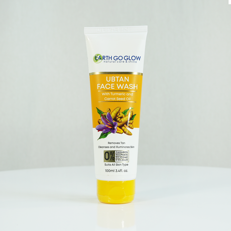 EARTH GO GLOW UBTAN FACE WASH WITH TURMERIC & SAFFRON FOR TAN REMOVAL (100ml) - Shop N Save