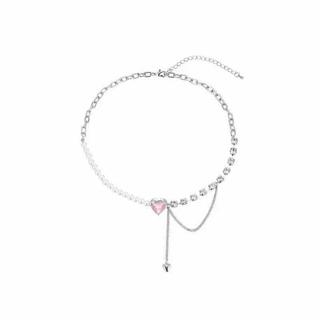 Heart Necklace: Crystal Charm, Geometric Chain, Korean Fashion 2023 - Shop N Save