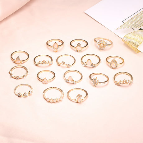 Opal Diamond Joint Ring Set - European American Retro Style - Shop N Save