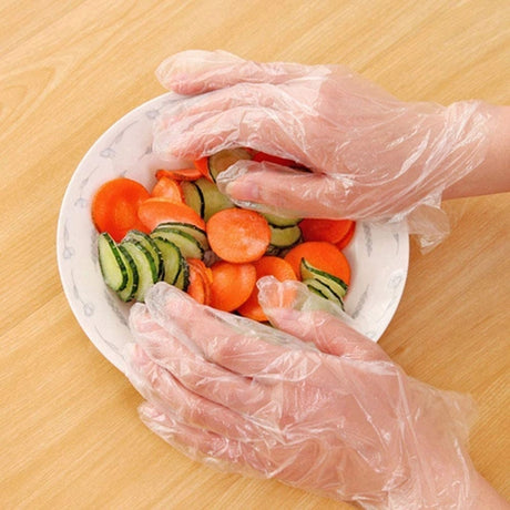 100 Clear Disposable Cooking Cleaning Gloves Transparent Plastic for Maximum Convenience - Shop N Save