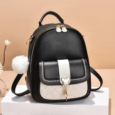 Stylish Girls Black Traveller Backpack with Synthetic Leather Straps and Multiple Compartments - Shop N Save