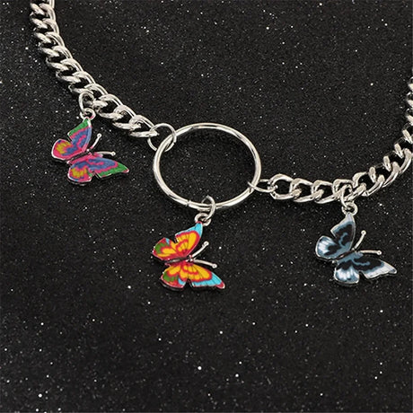 Boho Silver Choker: Punk Collar with Butterfly Pendant - Shop N Save