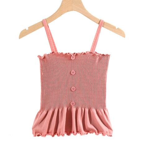 Women Slim Solid Wrinkle Crop Tops Shirt - Pink - Shop N Save