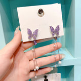 Butterfly Engraved Party Wear Trending Earrings - Purple - Shop N Save
