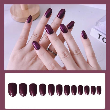 Shiny Purple Metallic Adhesive Fake Nails Set - Women's Party - Shop N Save