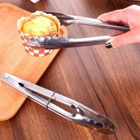 Stainless Steel Tongs BBQ Serving Grill Baking Non-Slip Kitchen Utensil Grilling Pastry Catering Cooking Steak Thong - Shop N Save
