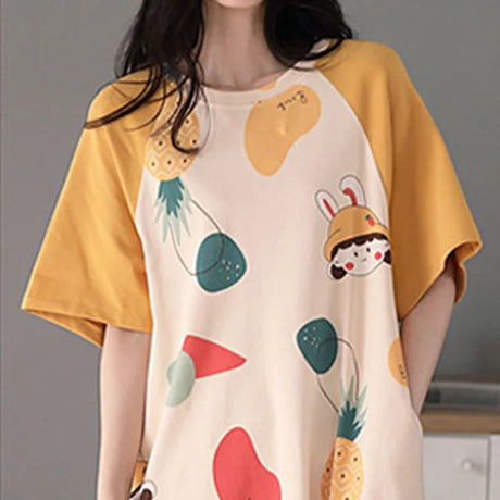 Fruits Print Midi Night Dress - Casual Sleepwear for Girls - Shop N Save
