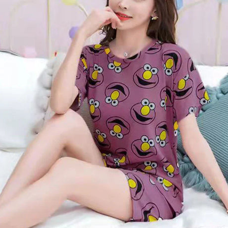 Dark Pink Cartoon Pajama Set - Cute, Comfy Women's Sleepwear - Shop N Save