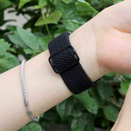 Nylon braided Strap For Apple Watch Band Smartwatch Belt plain Black