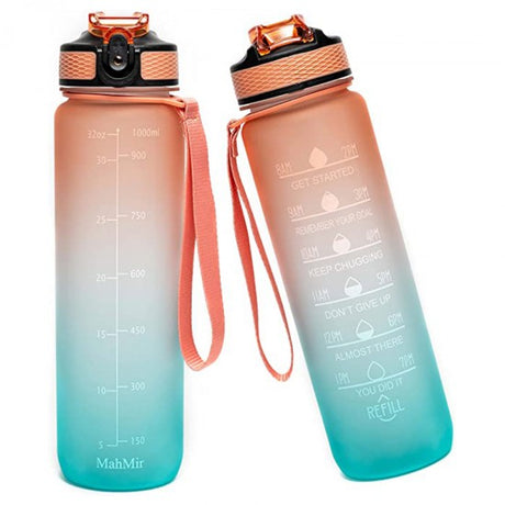 1L-32oz with Motivational Time Marker Straw Leakproof Drinking Sport Water Bottle Outdoor Travel Gym Fitness - Shop N Save