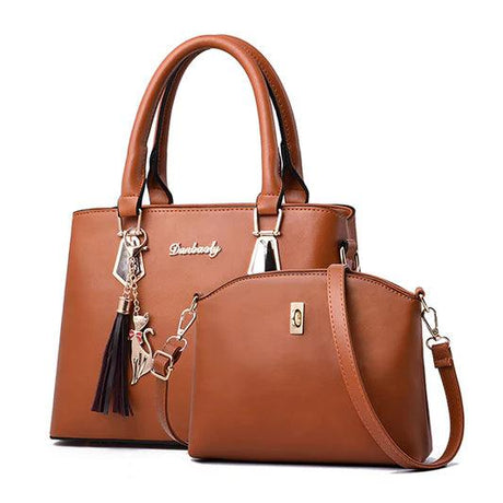 2 Pcs Double Size Valentine Handbags - Brown - Shop N Save