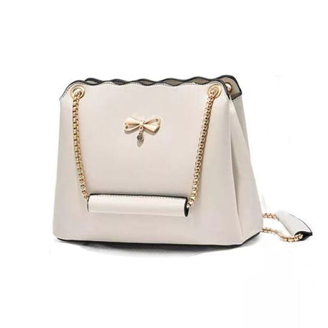 Cream White Chain Shoulder Bag: Large, Cute, Stylish, Zipper Closure - Shop N Save