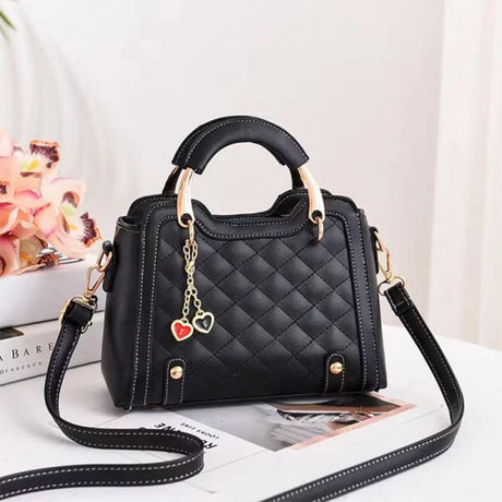 Stylish Geometric Handbag: Black, Zip Closure, Double Handles, Chic - Shop N Save