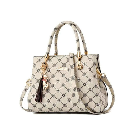 Elegant Floral Handbag: Geometric Design, Large Capacity, Synthetic Leather - Shop N Save