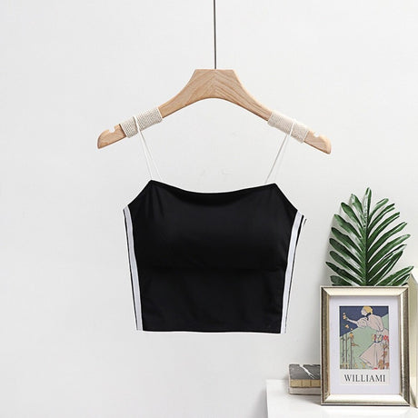 Women Cotton Thin Suspender Silk Seamless Tube Top - Black - Shop N Save