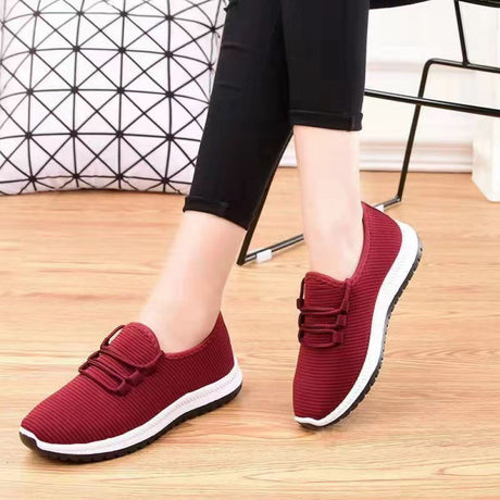 Mesh Lace-Up Sneakers for Women Lightweight Breathable Non-Slip Soft And Comfortable Shoes For Walking Running Jogging Exercise Gym and Outdoor Office Casual Shoes - Red