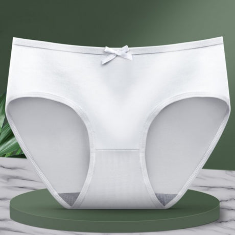 Women Simple Comfortable Panties Underwear Mid Waist White - Shop N Save