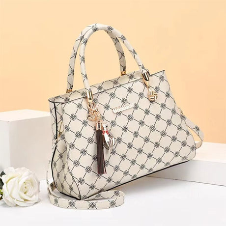 Elegant Floral Handbag: Geometric Design, Large Capacity, Synthetic Leather - Shop N Save