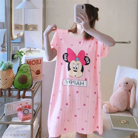 Printed Nightwear For Women Sleepwear  (Light Pink)