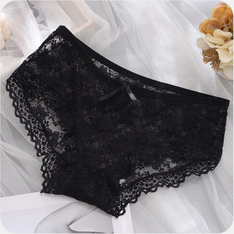 Women Lace Underwear Panties Cotton Comfort- Black - Shop N Save