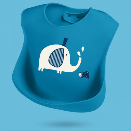 New Born Soft Waterproof Three-Dimensional Pouch Silicone Bib - blue - Shop N Save