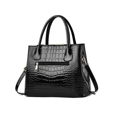 Black Crocodile Handbag: Stylish, Large Capacity, PU Leather, Chic - Shop N Save