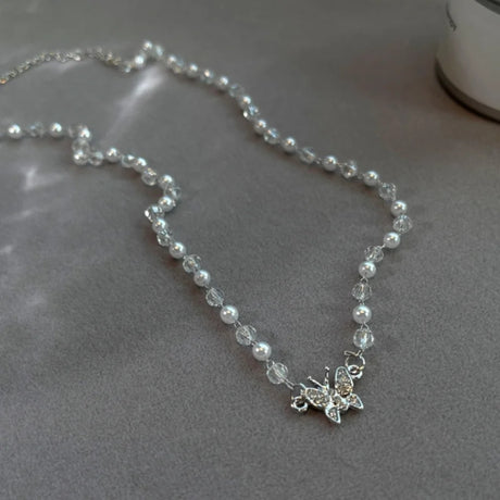 Korean Pearl Butterfly Choker: Elegant Wedding &amp; Party Necklace - Shop N Save