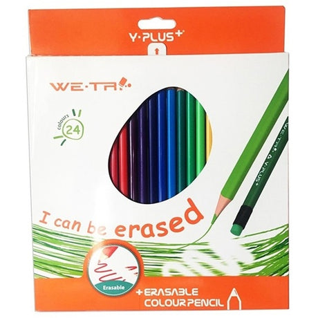 WE FISH Erasable Colored Pencils: 24 Colors, Wooden, Vibrant Set - Shop N Save