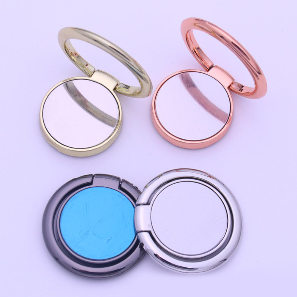 1PC Magnetic Ring Mobile Phone Holder - Solid Color Ring Bracket Alloy Phone Fastened Ring 360 Rotating Desktop Stand - Golden
