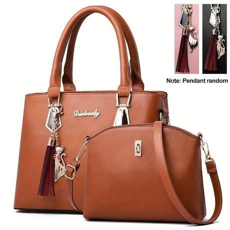 2 Pcs Double Size Valentine Handbags - Brown - Shop N Save
