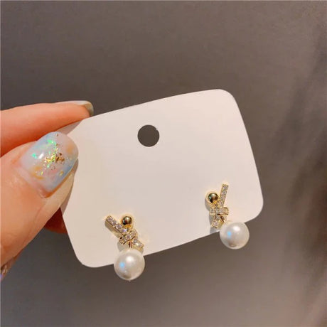 Girls Elegant Simple Pearl Earrings - Golden - Shop N Save