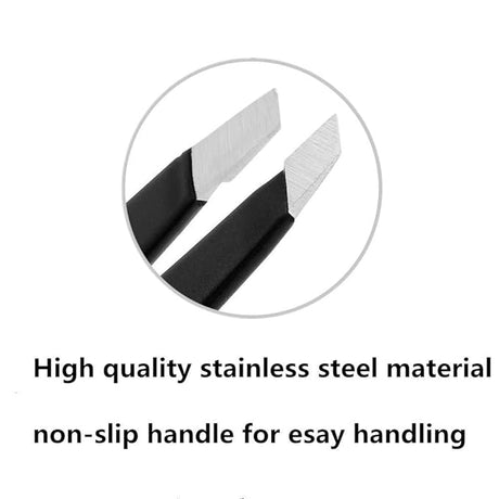 Tweezers - Professional Stainless Steel Tweezers for Eyebrows (Black)