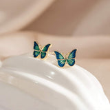 Ms. Swan Vintage Butterfly Studs: Sterling Silver Green Elegance - Shop N Save