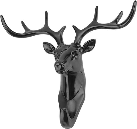 Deer Head Hook: Self-Adhesive, Stylish Wall Hanger, Black - Shop N Save