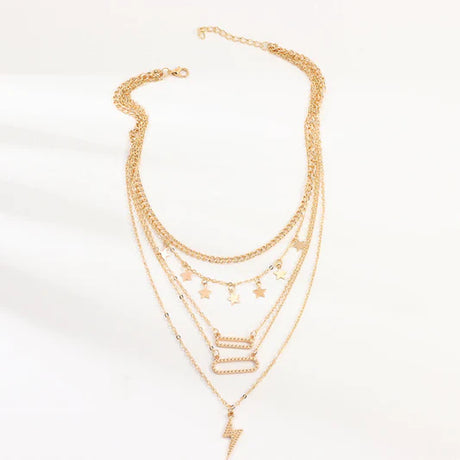 Girls Fahion Star Multi Layer Necklace - Golden - Shop N Save