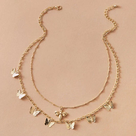 Ladies Elegant Butterfly Chain Necklace - Golden - Shop N Save
