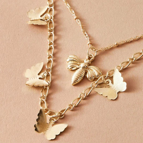 Ladies Elegant Butterfly Chain Necklace - Golden - Shop N Save