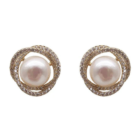 Fashionable Simple Ladies Pearl Earrings - Golden - Shop N Save