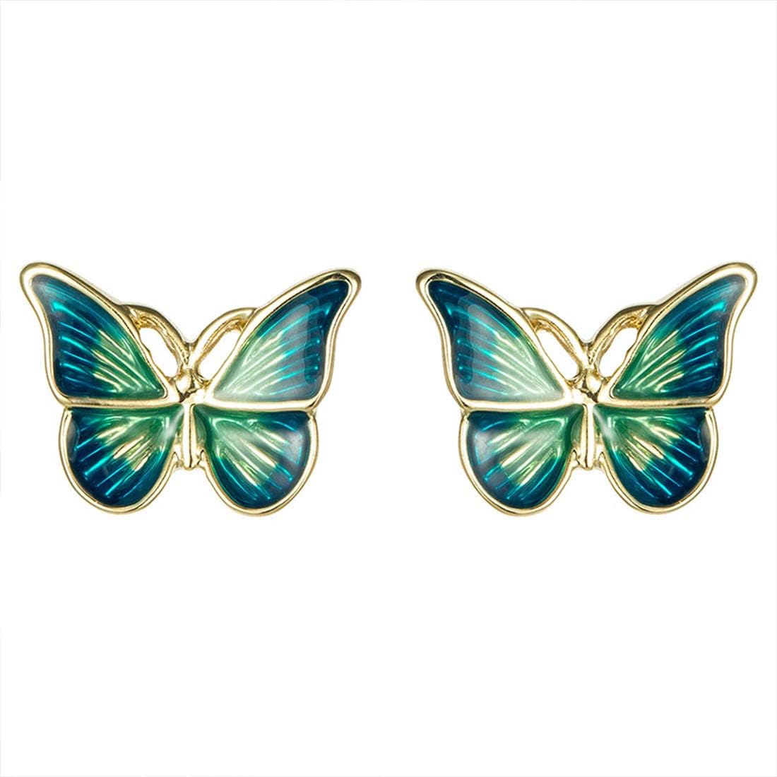 Ms. Swan Vintage Butterfly Studs: Sterling Silver Green Elegance - Shop N Save