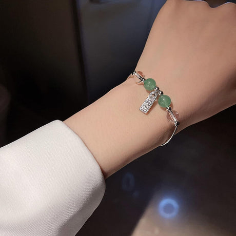 YOURUITU Green Crystal Bracelet: Niche Light Luxury Female Design - Shop N Save