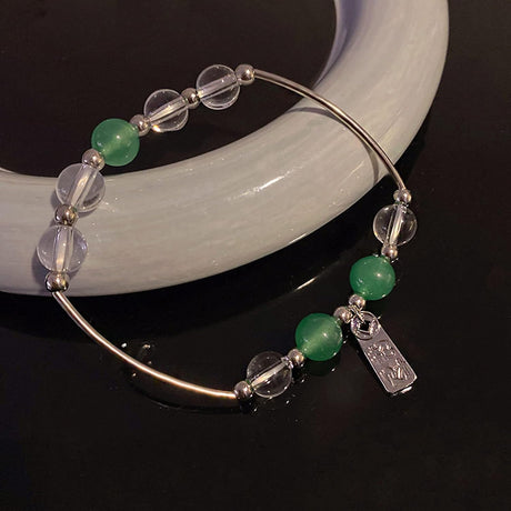 YOURUITU Green Crystal Bracelet: Niche Light Luxury Female Design - Shop N Save