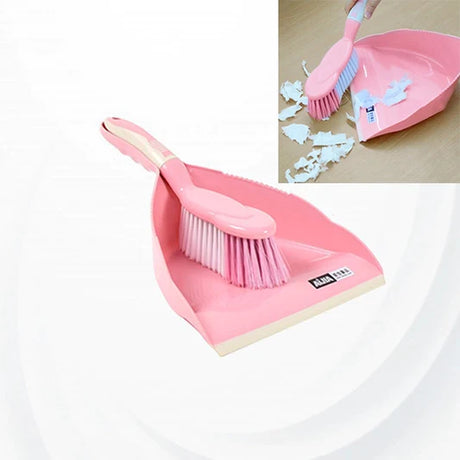 2 In 1 High Quality Hand Broom With Dustpan Set Light Pink - Shop N Save