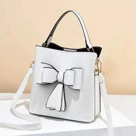 Ladies Simple Bow Decoration Handbag - White - Shop N Save
