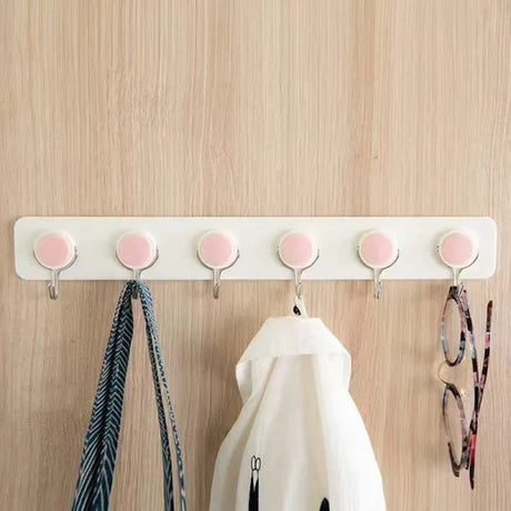 Kitchen Wall Shelf: Strong Hooks, Pink, Efficient Storage - Shop N Save