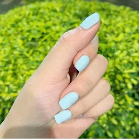 Matte Light Blue Fake Nails: 24 Reusable Long Pieces, Glue-On Decor - Shop N Save
