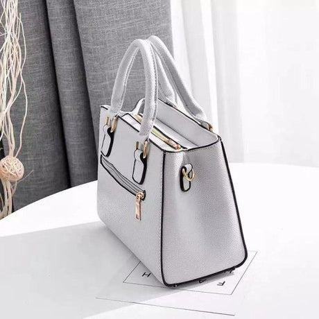 High-Quality Floral Handbag: Cream White, Zip Closure, Double Handle - Shop N Save