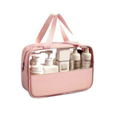 Pink Leather Travel Bag: Stylish Organizer for Cosmetics, Accessories, Toiletries - Shop N Save