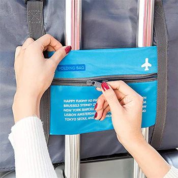 Nylon Zipper Travel Bag: Spacious, Durable, Compact for Easy Travel (Blue) - Shop N Save