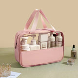 Pink Leather Travel Bag: Stylish Organizer for Cosmetics, Accessories, Toiletries - Shop N Save