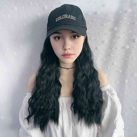 New Wig: Simulated Long Hair, Corn Perm, Baseball Hat, Integrated Fashion Curl